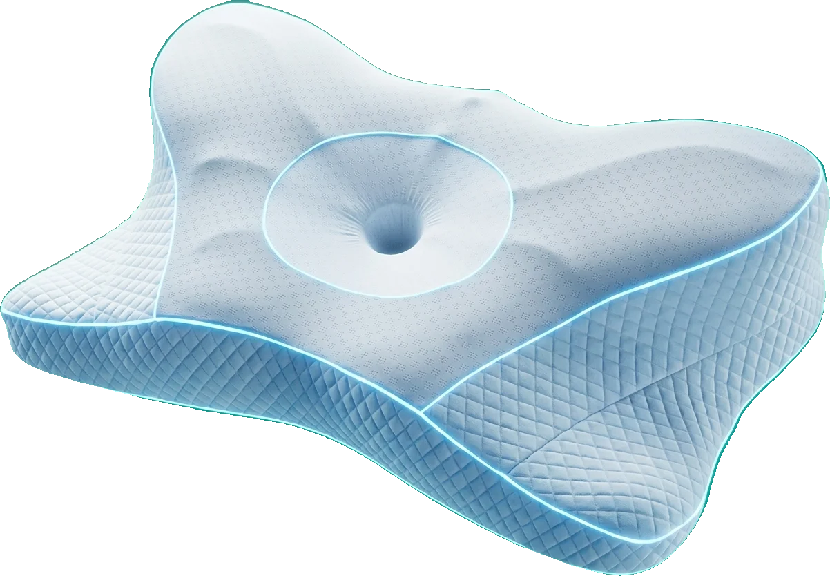 Snoozlr contour pillow feature callouts